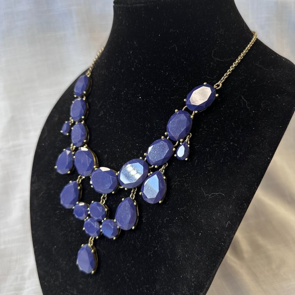 J. Crew Dark Blue Cascading Stone Necklace - Picture 3 of 13